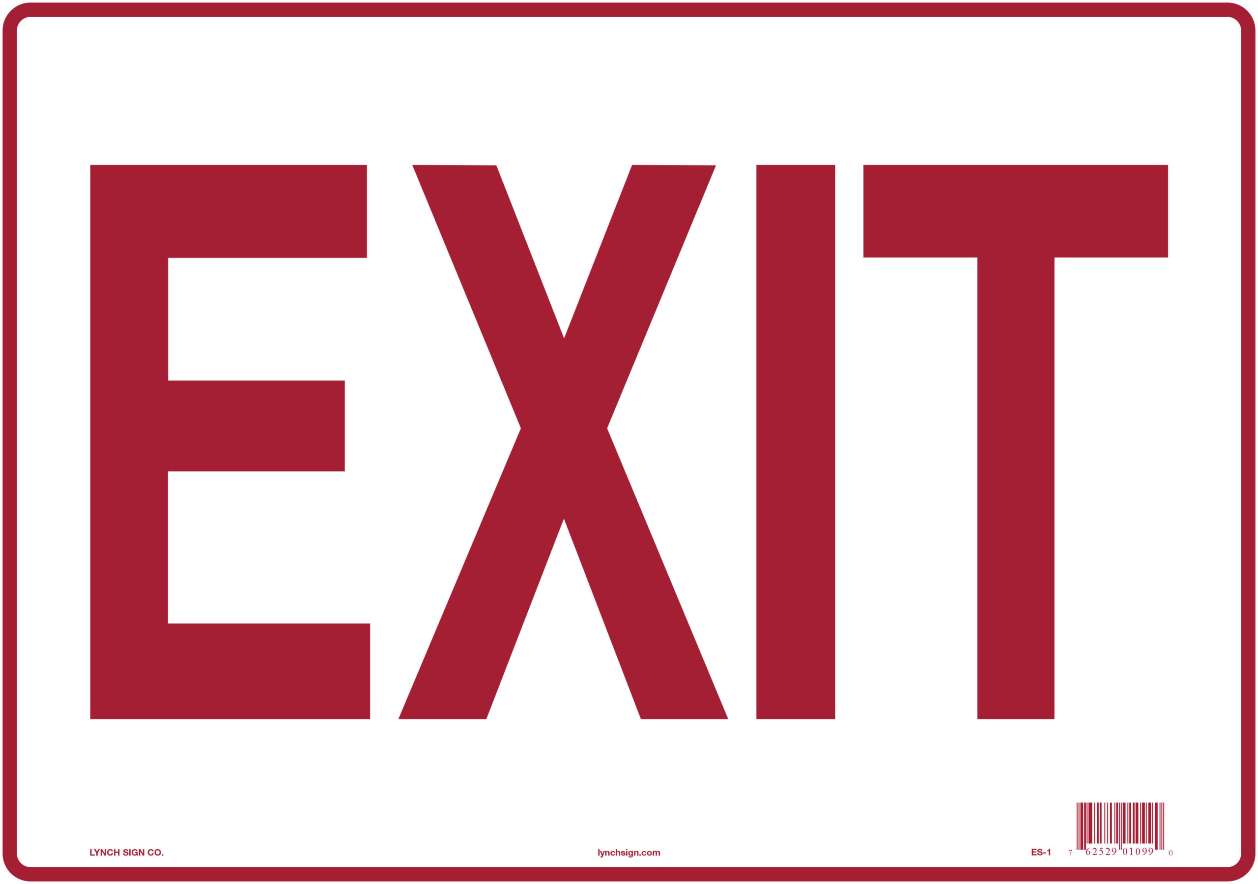 14 Inch X 10 Inch Durable Styrene Plastic Exit Sign – Model Es-1