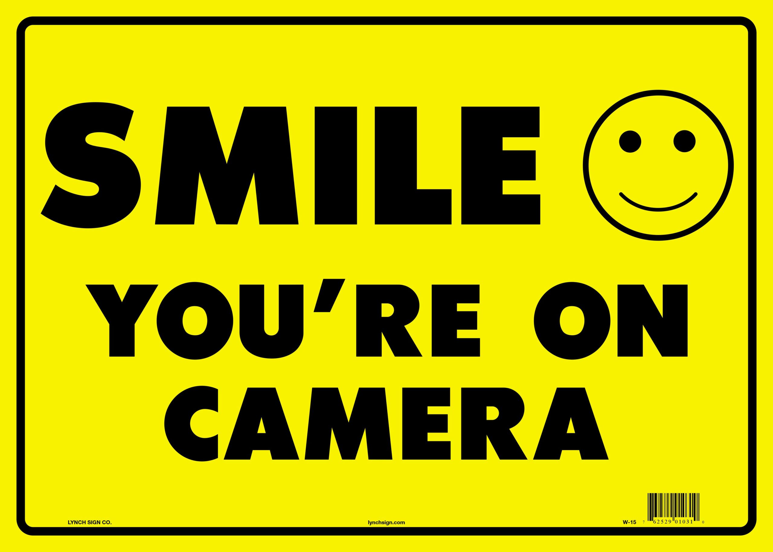 14 In. X 10 In. Smile You’re On Camera Sign – Durable Styrene Plastic