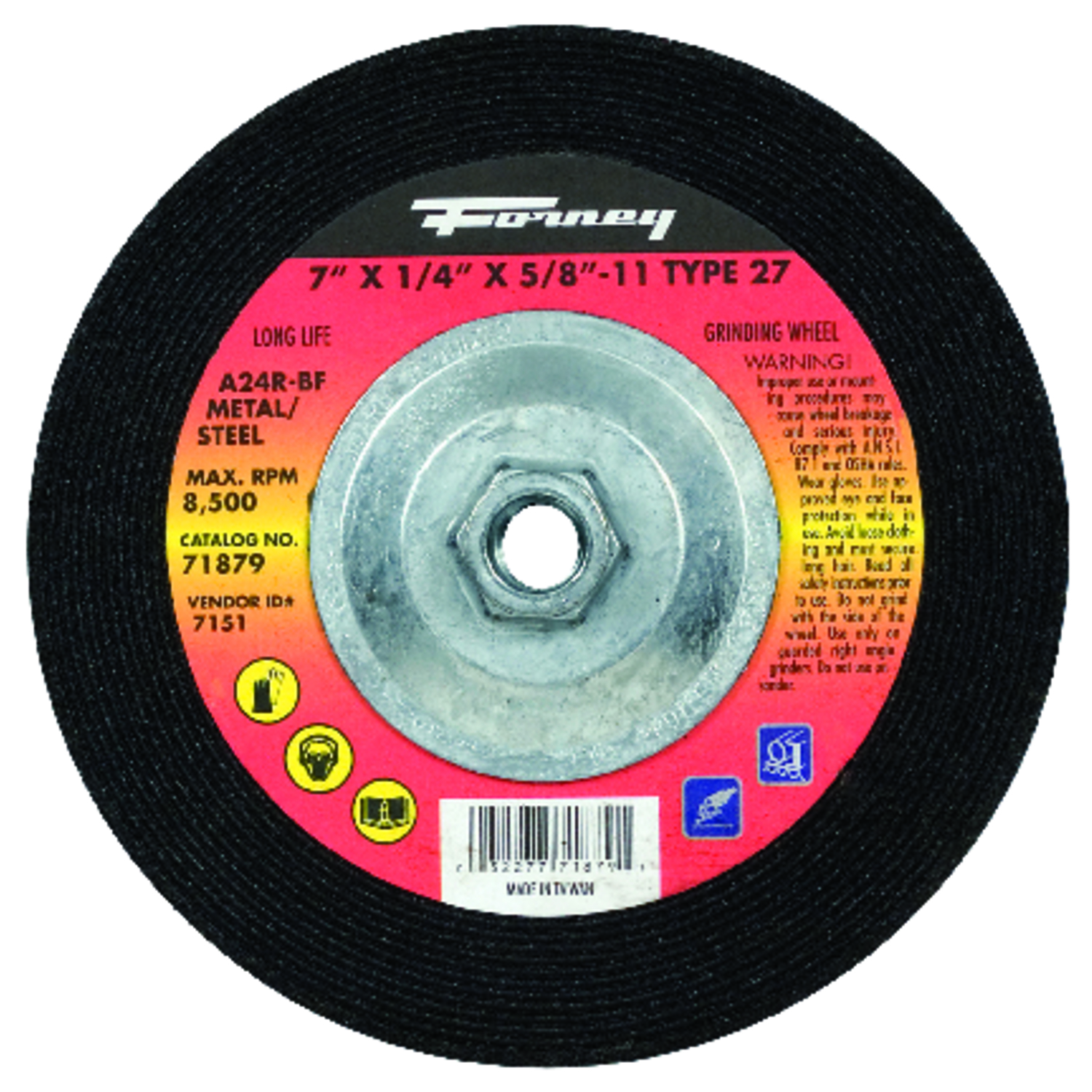 Type 27 7 In. X 1/4 In. X 5/8 In.-11 Metal Grinding Wheel