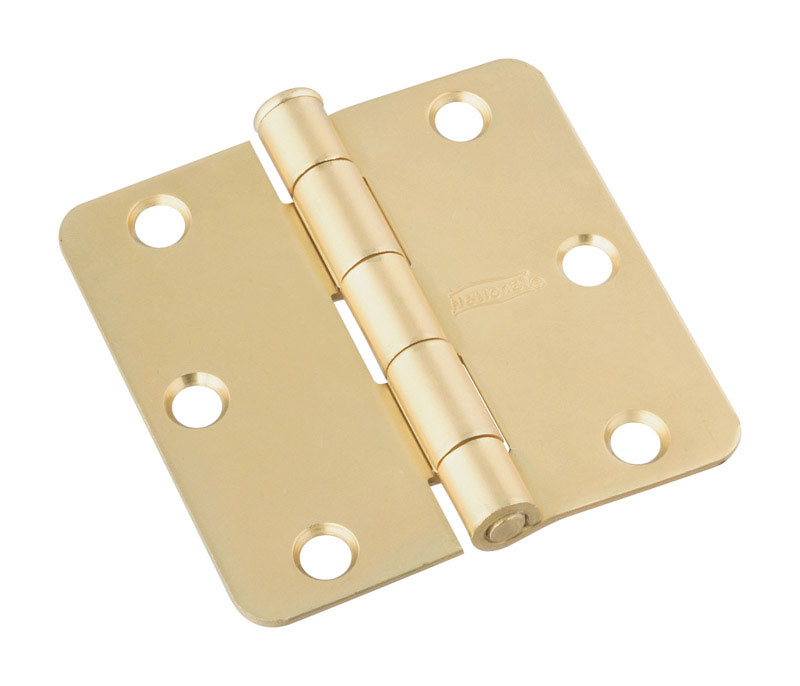 National Hardware 3 in. L Satin Brass Steel Door Hinge