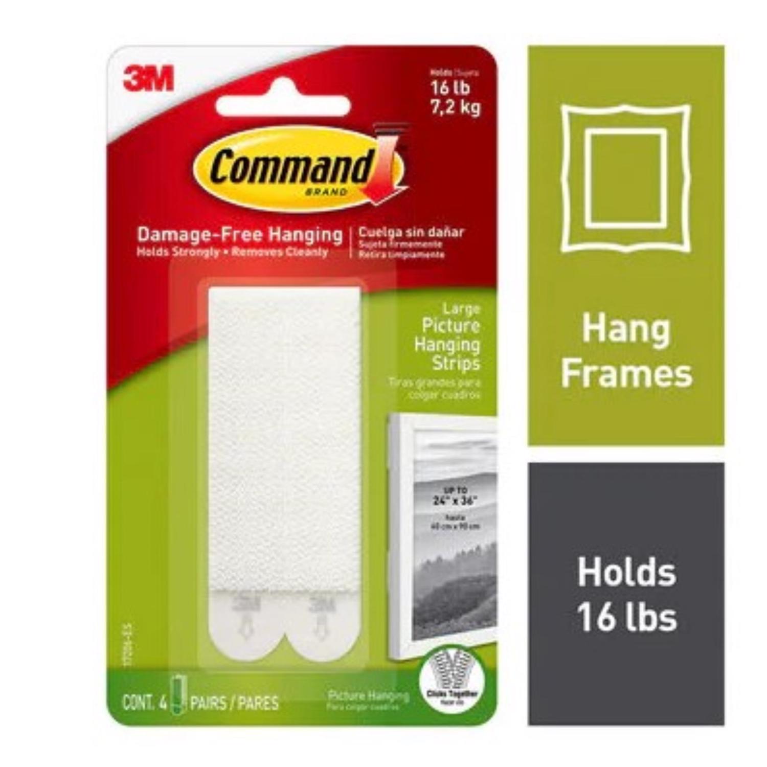 Picture Hanging Strips, White, Large, 12-Pk.