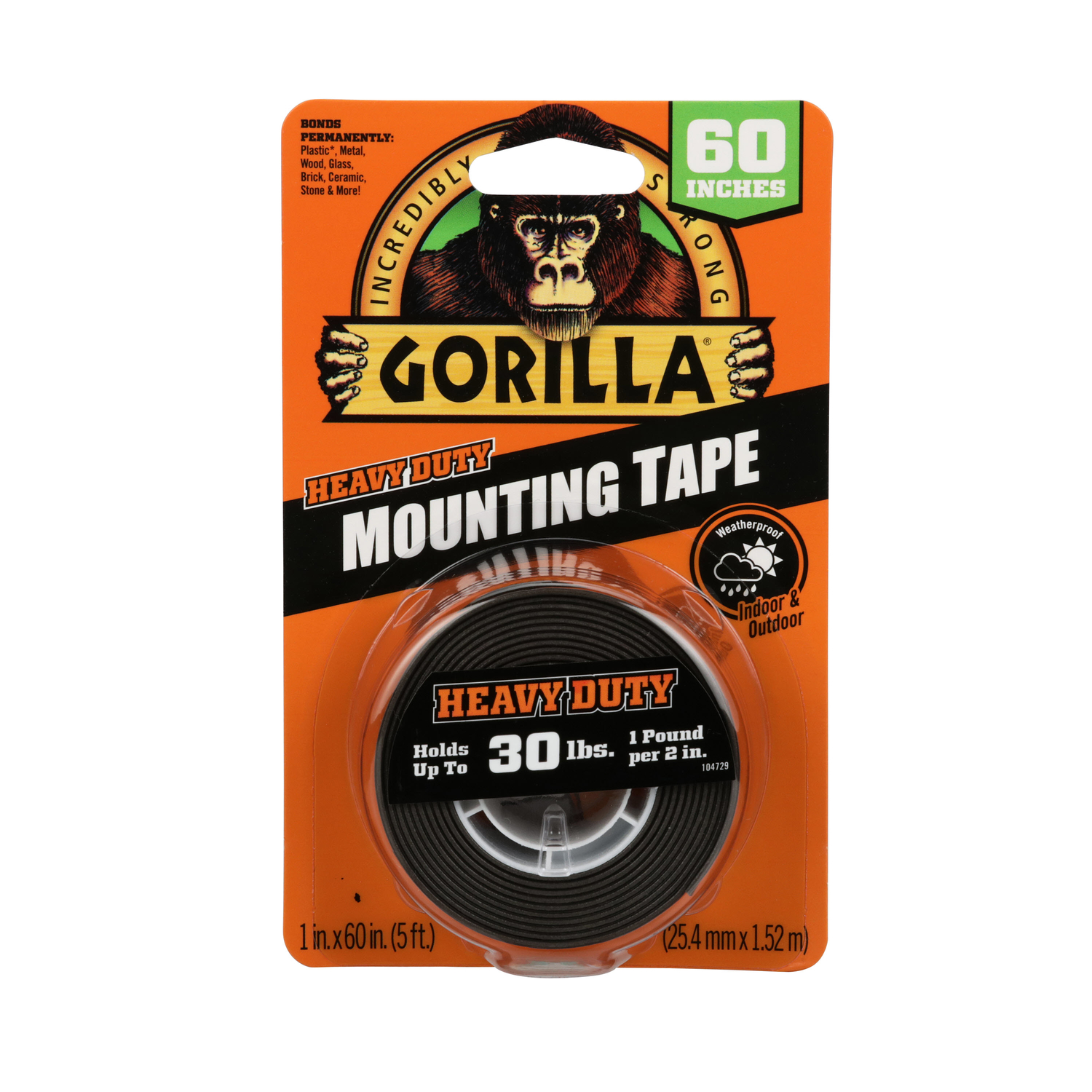 1 In. X 60 In. Black Heavy Duty Double-sided Mounting Tape (30 Lb. Capacity)