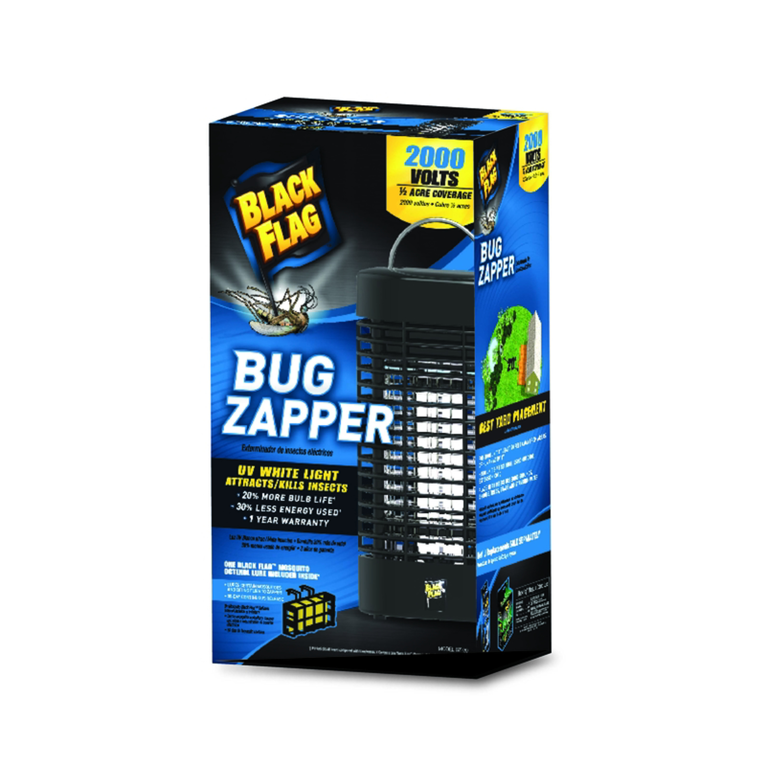 2000 Volt Bug Zapper For 1/2 Acre With Mosquito Octenol Lure