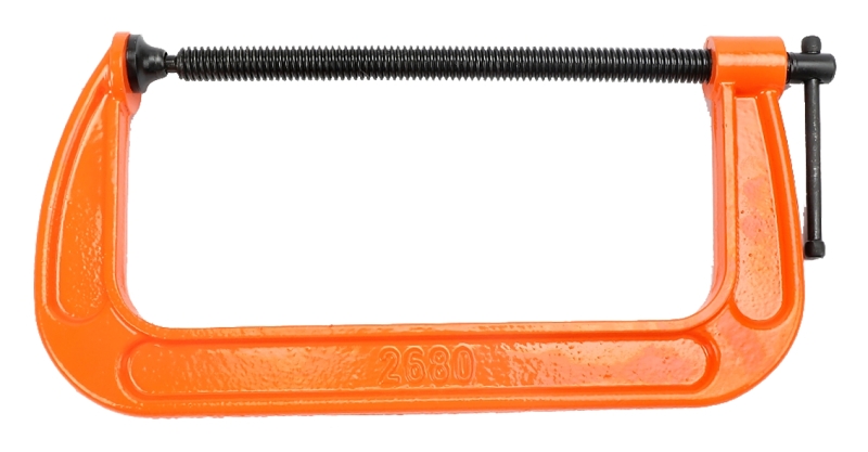8-inch Light-duty C-clamp With Orange Casting And Zinc-plated Screw