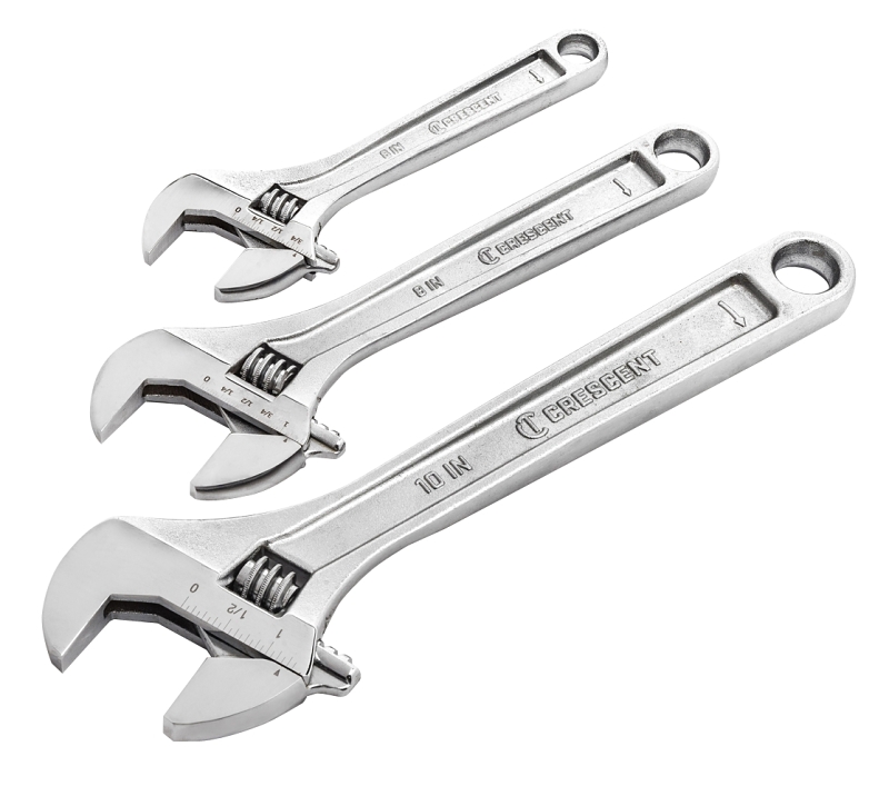 3-Pc. Adjustable Wrench Set, Chrome