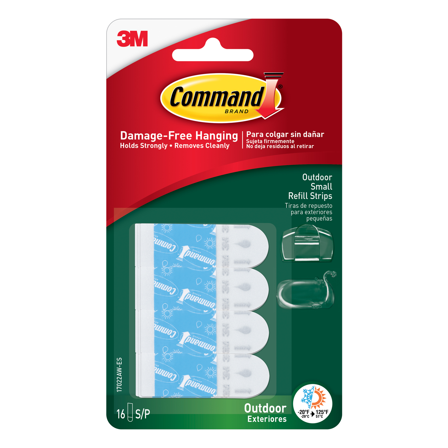 Hook Strip Refills, Outdoor, Small, Foam, 16-Pk.