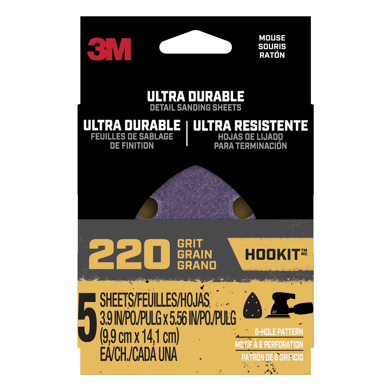 Mouse Detail Sanding Sheets, 220-Grit, 5-Pk.