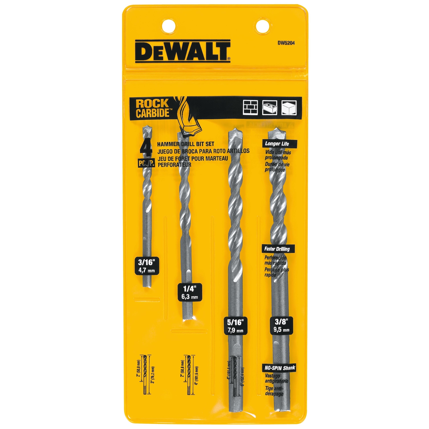 4-piece Carbide Tipped Masonry Drill Bit Set Dw5204