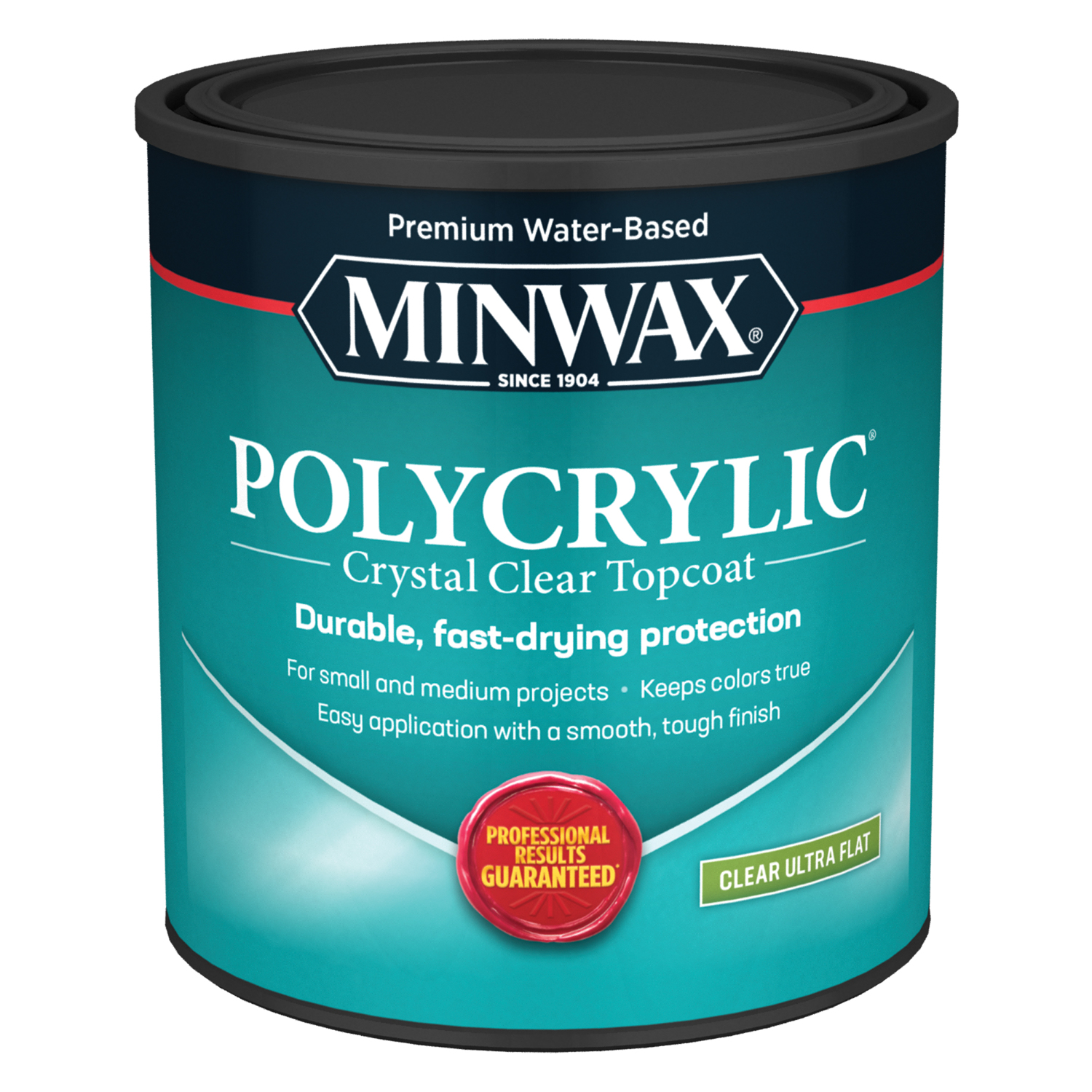 Polycrylic Clear Ultra Flat Protective Finish, 1 Quart – Water-based