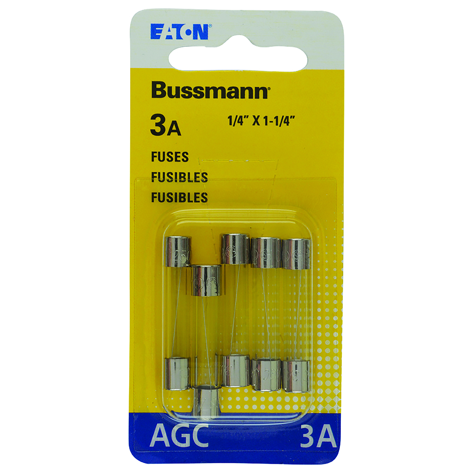 Glass Tube Fuse, Type AGC, Fast-Acting, 3-Amp, 250-Volt, 5-Pk.