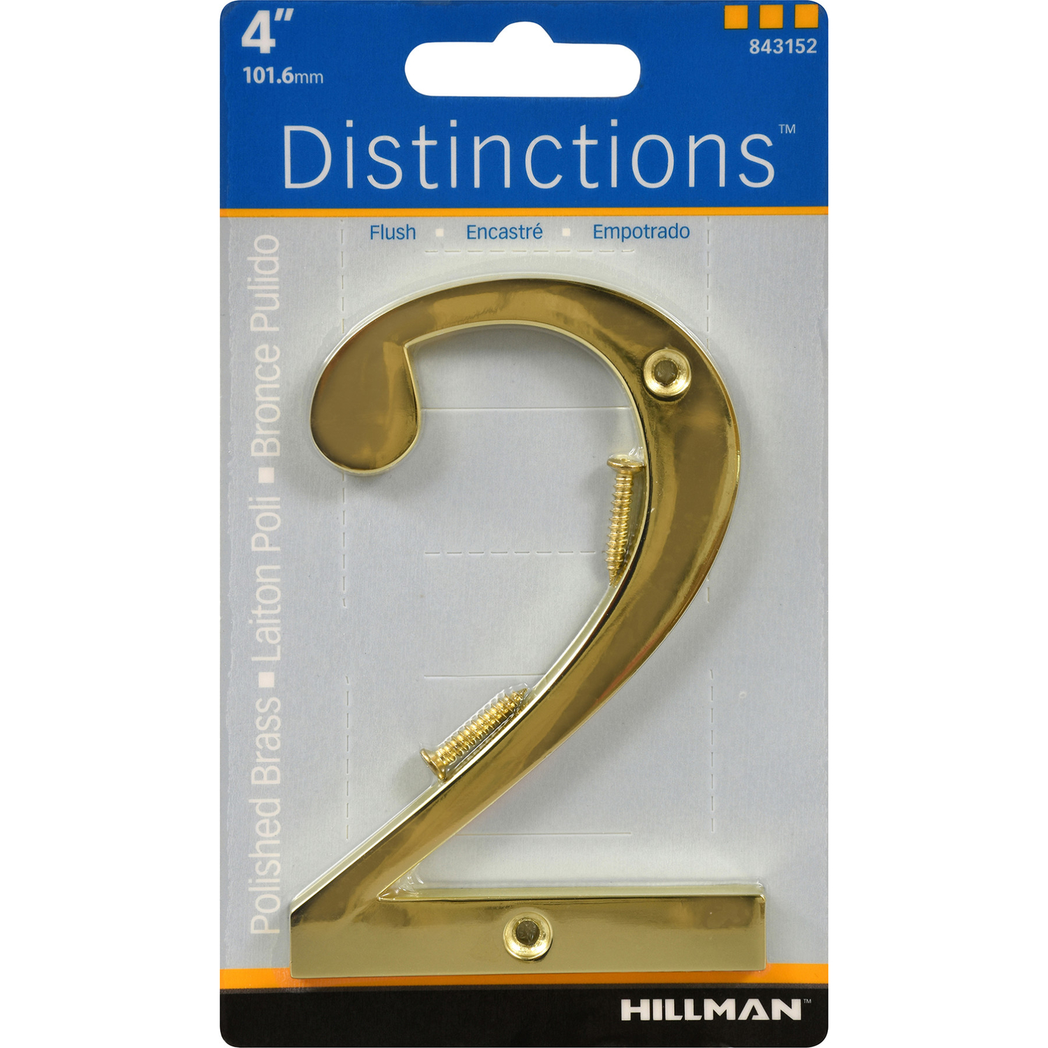 Distinctions 4 In. Gold Zinc Die-cast Screw-on Number 2