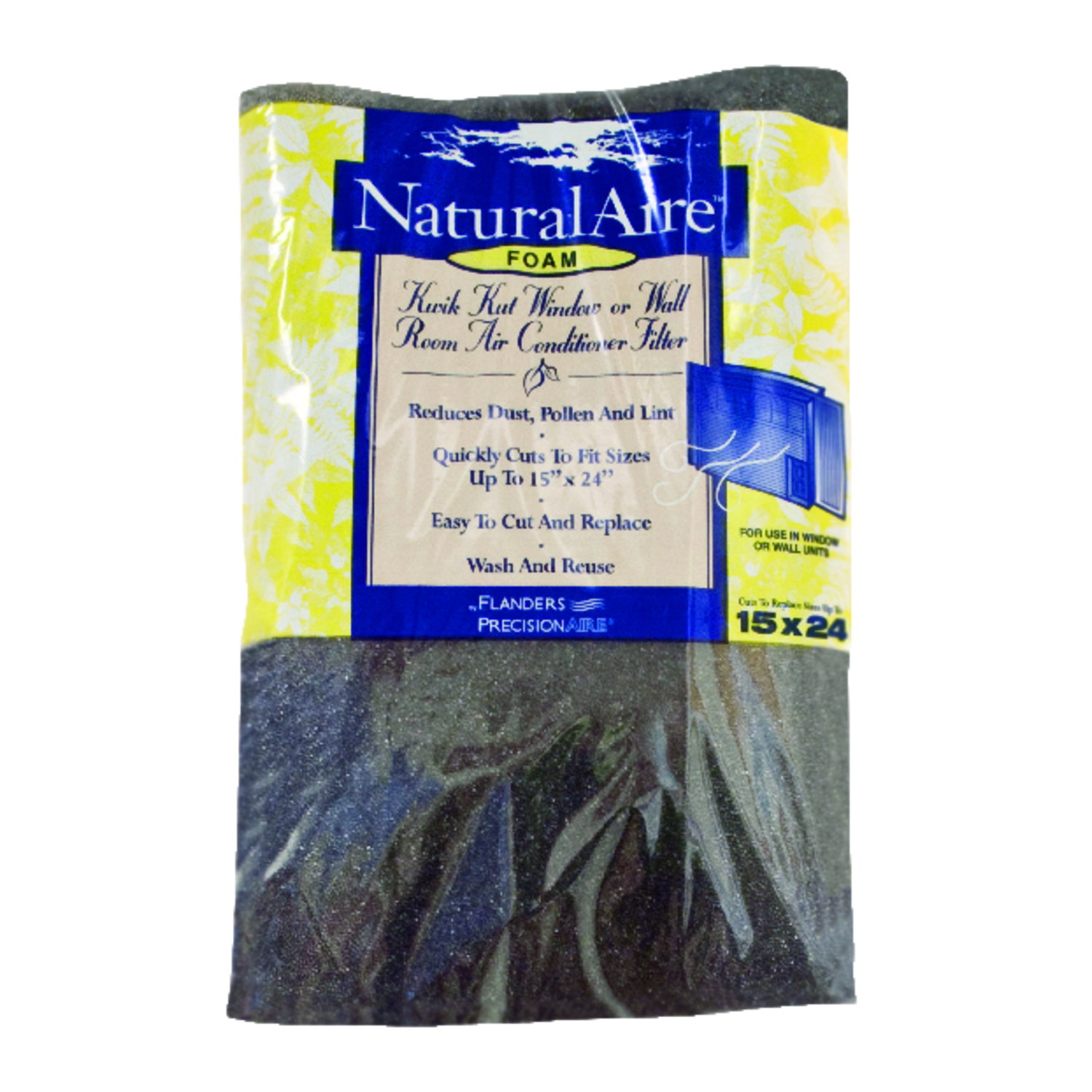 NaturalAire Kwik Kut Foam Air Conditioner Filter, 15x24x1/4-In.