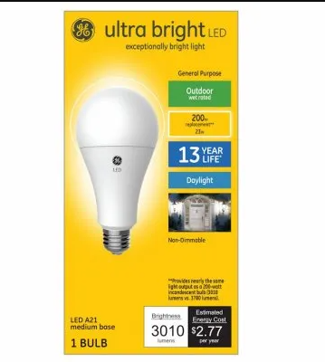 Led A21 Ultra Bright Light Bulb, 23 Watt, 3010 Lumens, 5000 Kelvin
