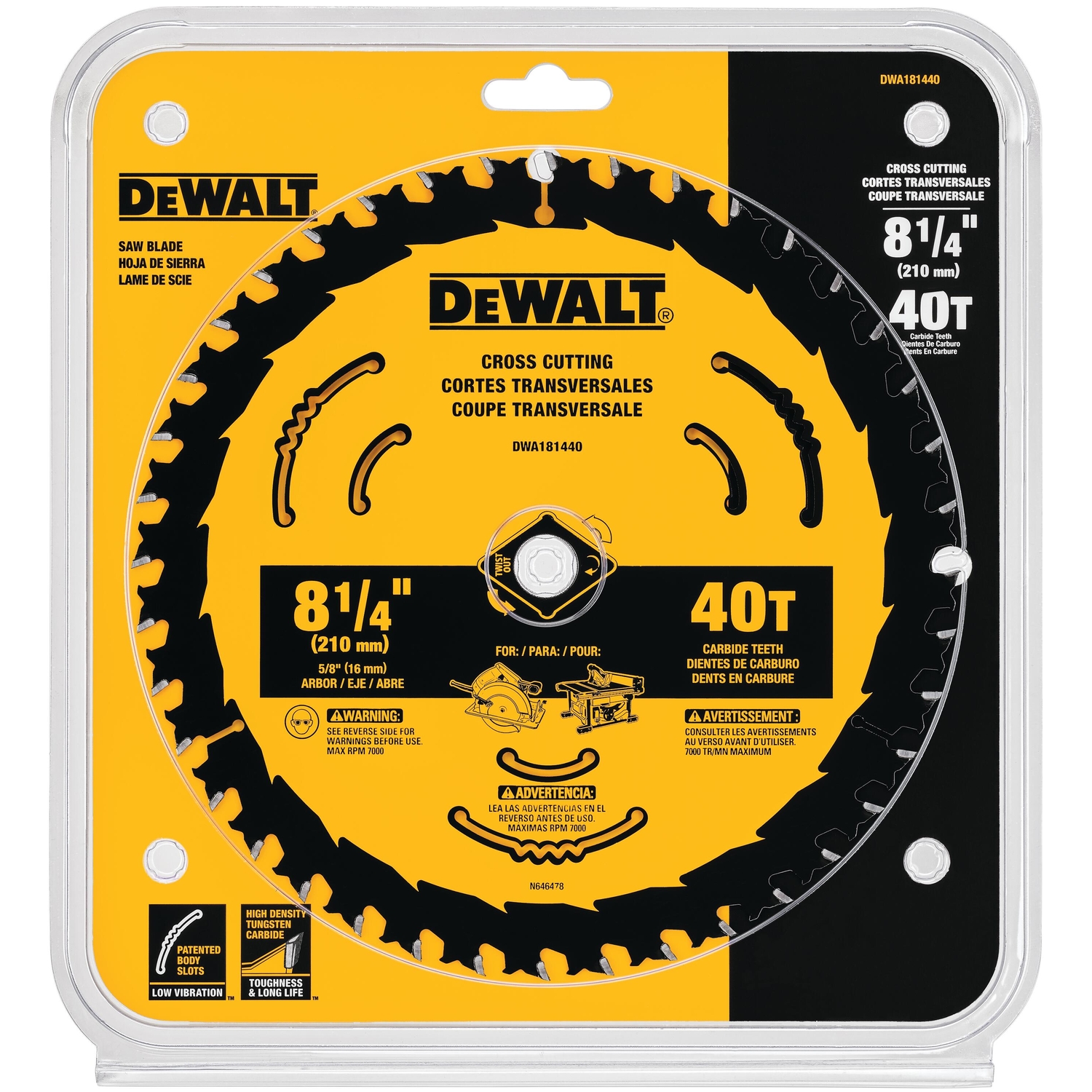 Circular Saw Blade, Tungsten Carbide, 40-Tooth x 8-1/4 In.