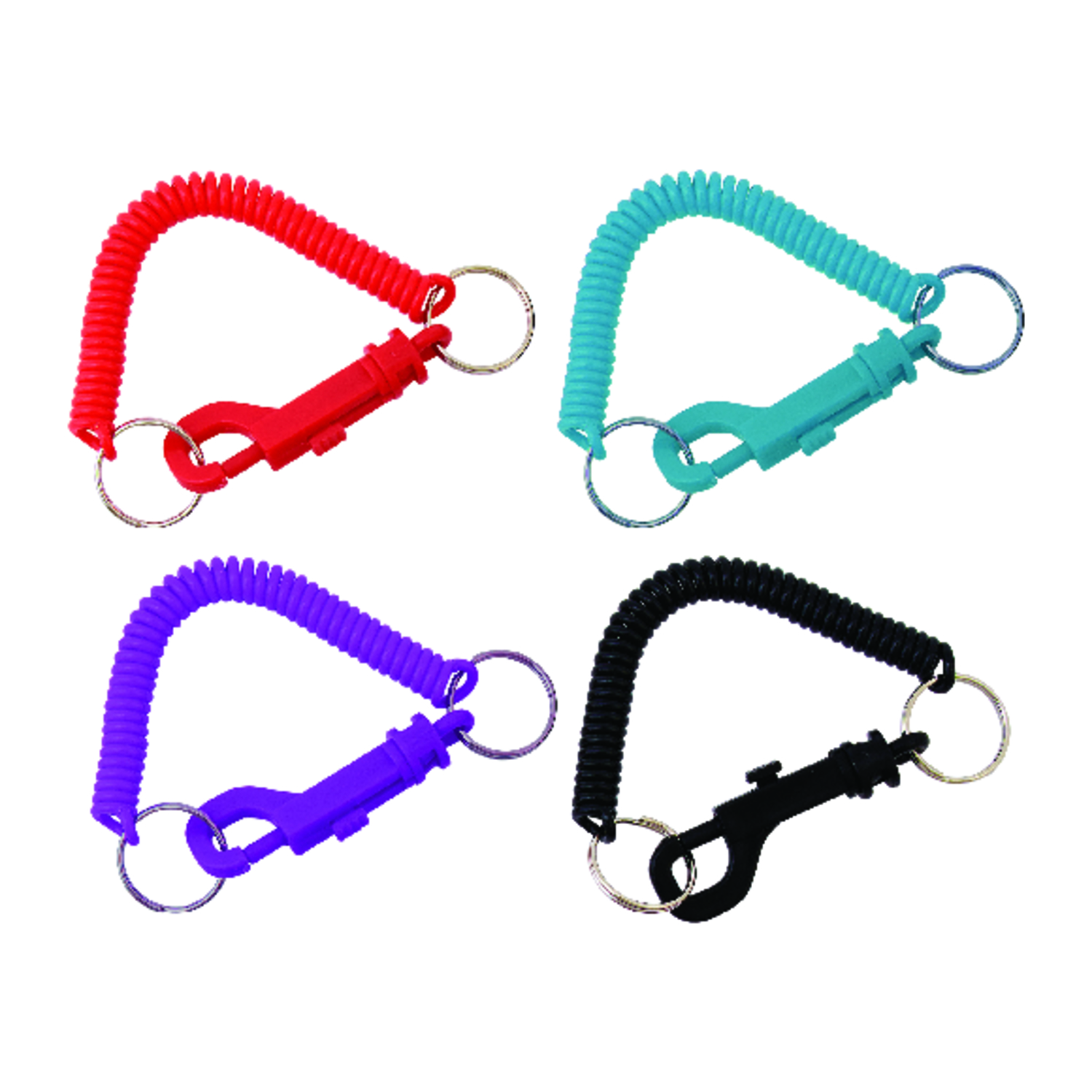 2go 7/8 In. Diameter Metal/vinyl Assorted Split Ring Key Ring With Plastic Snap