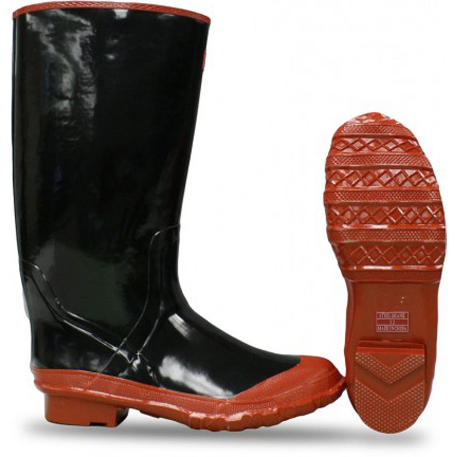 Men’s Waterproof Knee Boots, Size 8, Black/red, Steel Toe Protection