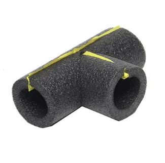 Tee Pipe Insulation, Polyethylene Foam, Gray, 3/4-inch Copper Pipe