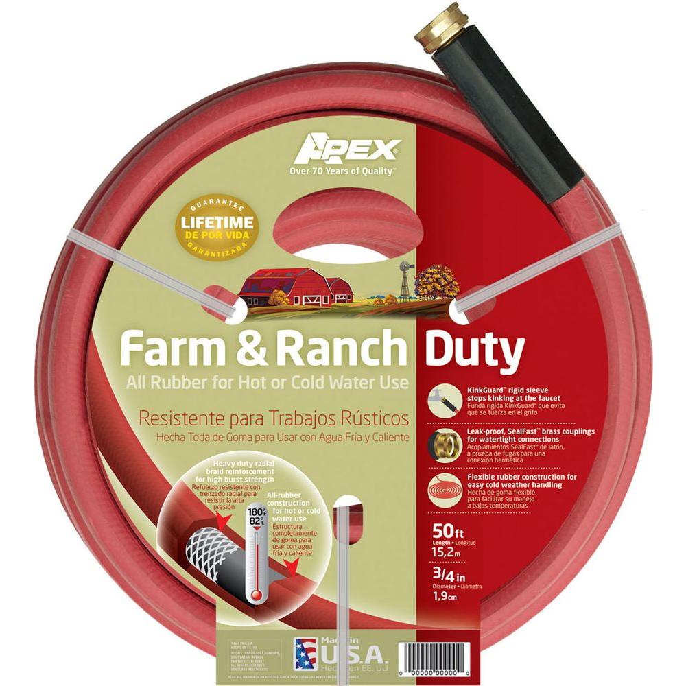Red River Farm Hose, Rubber, 3/4-inch X 50-feet, Hot Water Rated