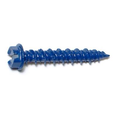 3/16 X 1-1/4 Blue Ruspert Coated Steel Slotted Hex Washer Head Masonry Screws