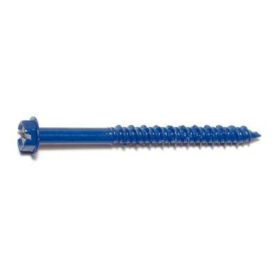 3/16 X 2-1/4 Blue Ruspert Coated Steel Slotted Hex Washer Head Masonry Screws
