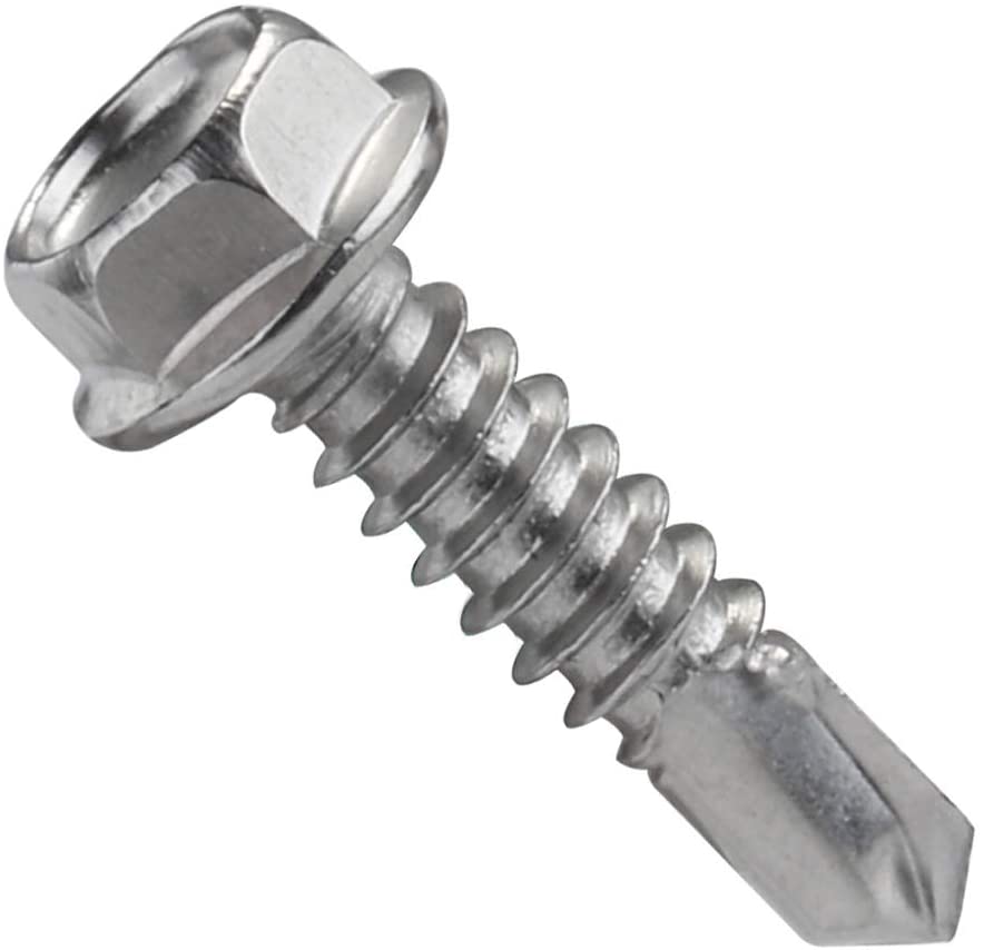 14 x 1-1/2 Zinc Hex Bonded Self-Drilling Screws