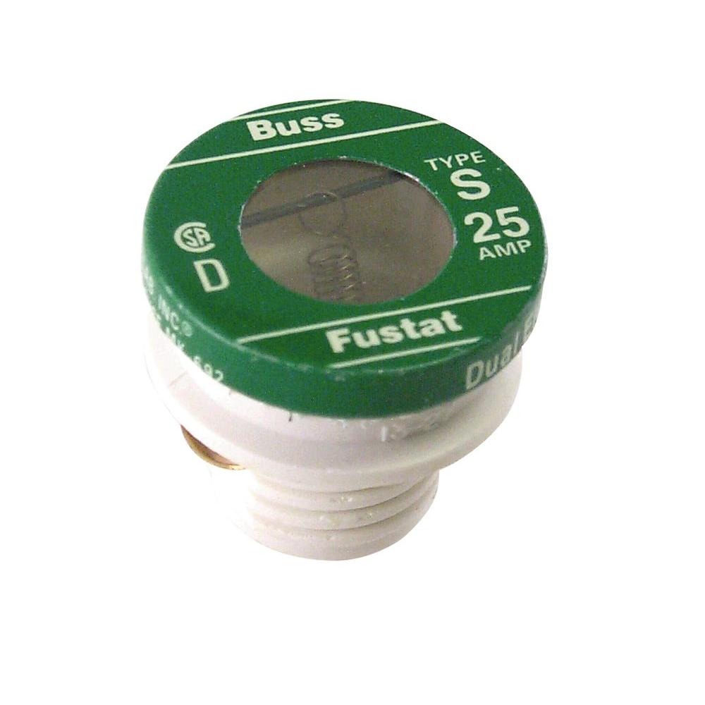 Plug Fuse, Type S, Time Delay, 25-Amp, 2-Pk.