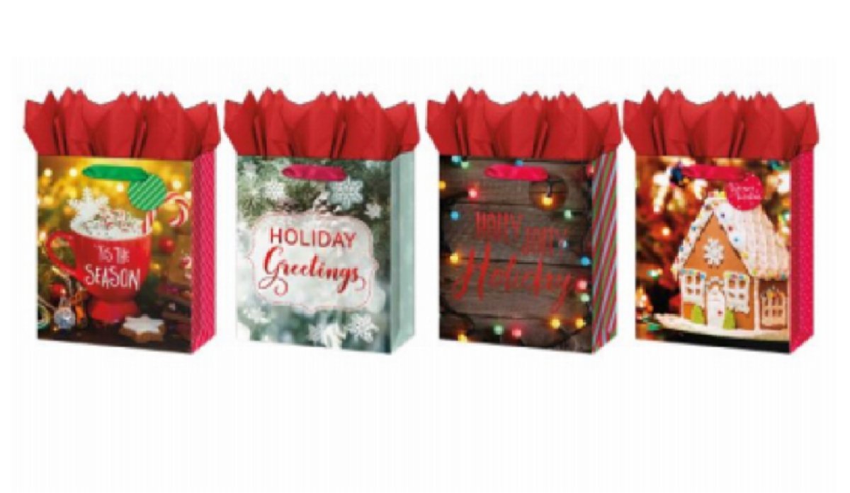 Large Christmas Contemporary Theme Papercraft Gift Bag With Satin Handle – Model Ig133568