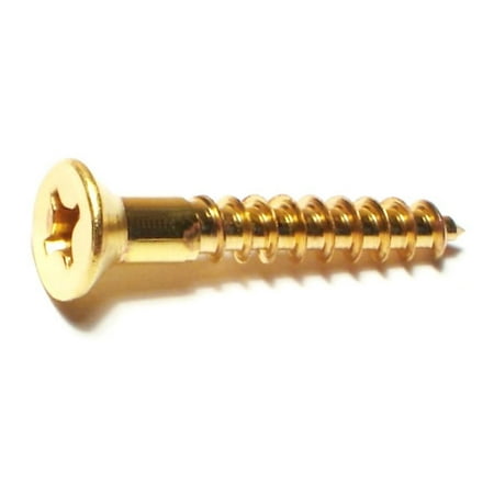 #10 X 1-1/4 Brass Phillips Flat Head Wood Screws – 10 Count