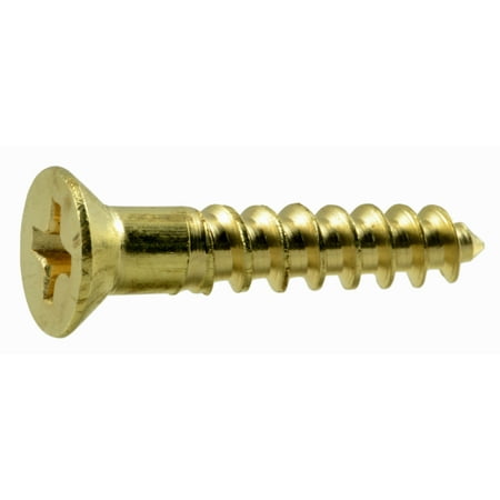 #6 X 3/4 Inch Brass Phillips Flat Head Wood Screws – Pack Of 100