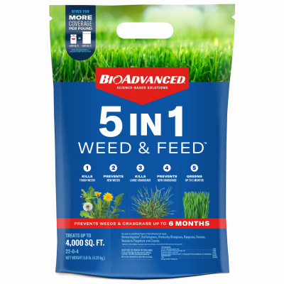 Bioadvanced 5-in-1 Granules Weed & Feed Lawn Fertilizer 9.6 Lb Covers 4000 Sq Ft