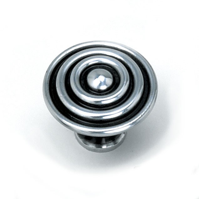 Kama Knob 1-1/2″ Dia Antique Silver Laurey 23060