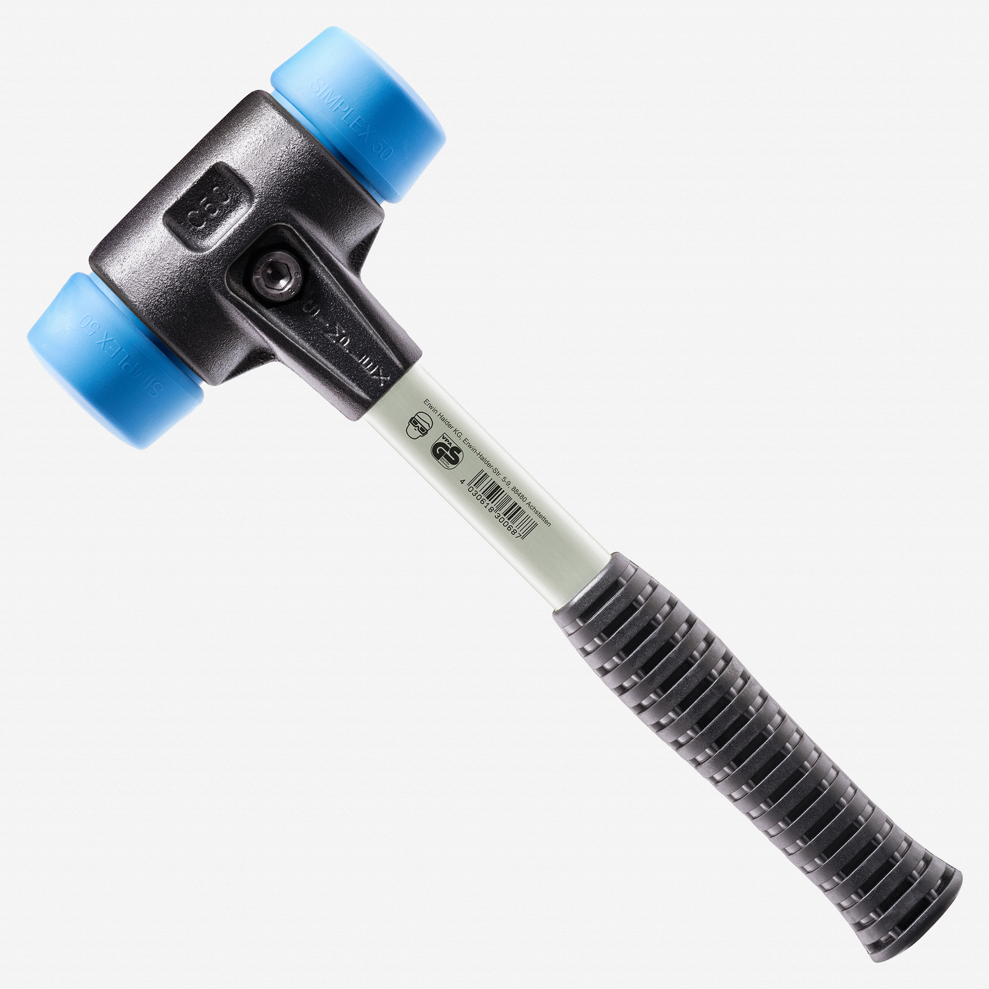 Halder Simplex Mallet with Soft Blue Rubber Inserts and Heavy Duty Reinforced Housing, 1.57″ / 29.98 oz.