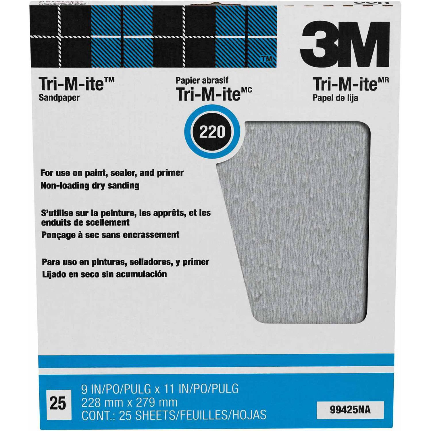 25 Pack Trimite Sandpaper 220 Grit No Load 9×11 Inches