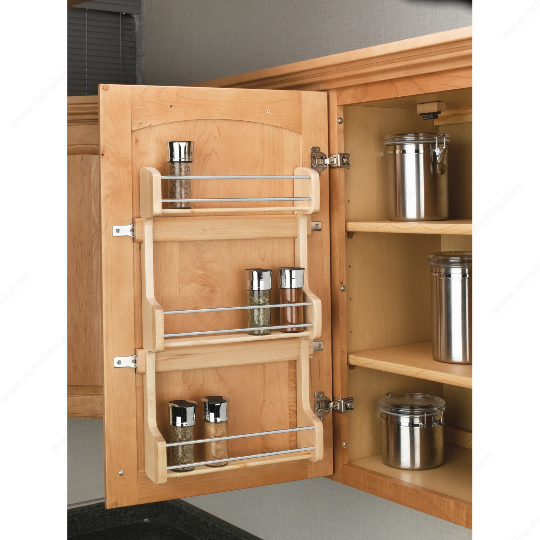 Richelieu 4SR18 Rev-A-Shelf Door-Mount Wood Three-Shelf Spice Rack