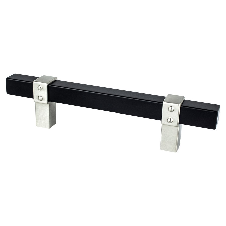 Rivet Rebel Pull 3-3/4″ Center to Center Matte Black/Brushed Nickel Berenson 5115-455BPN-P