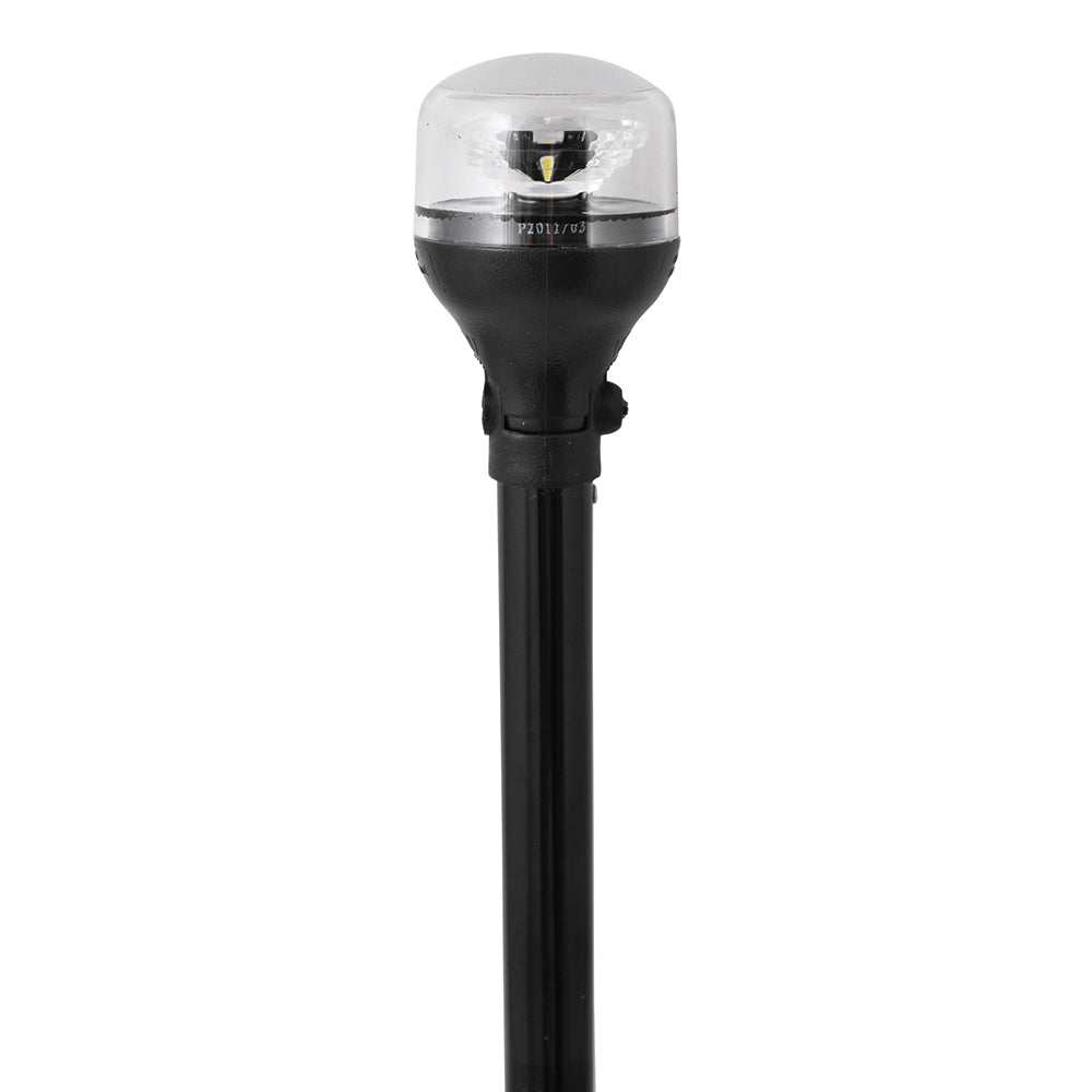 Attwood LightArmor All-Around Light – 12″ Black Pole – Black Horizontal Composite Base w/Adapter [5558-P12A7]