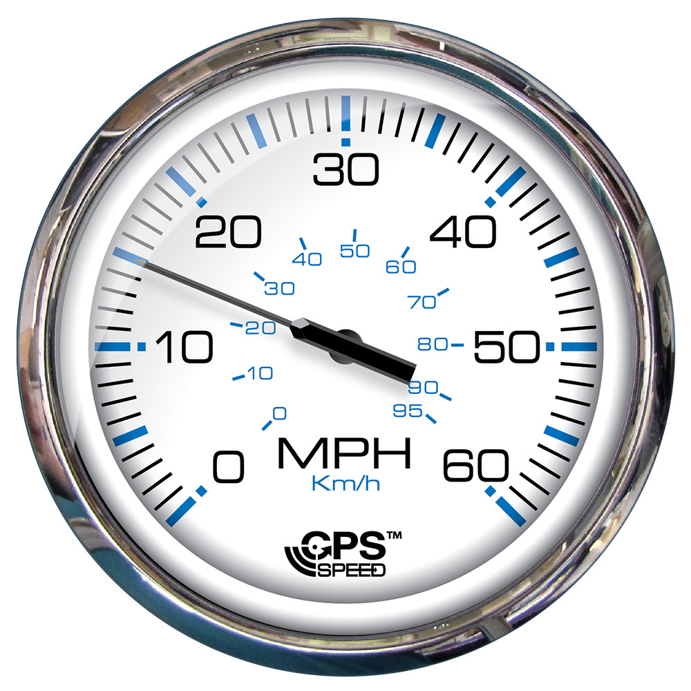 Faria Chesapeake White SS 5″ Speedometer – 60 MPH (GPS)(Studded) [33861]