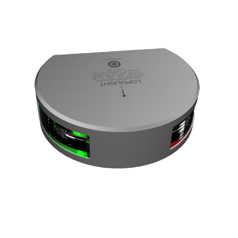 Lopolght Series 201-004 – Starboard  Port Sidelight – 2NM – Vertical Mount – Green/Red – Silver Housing [201-004]
