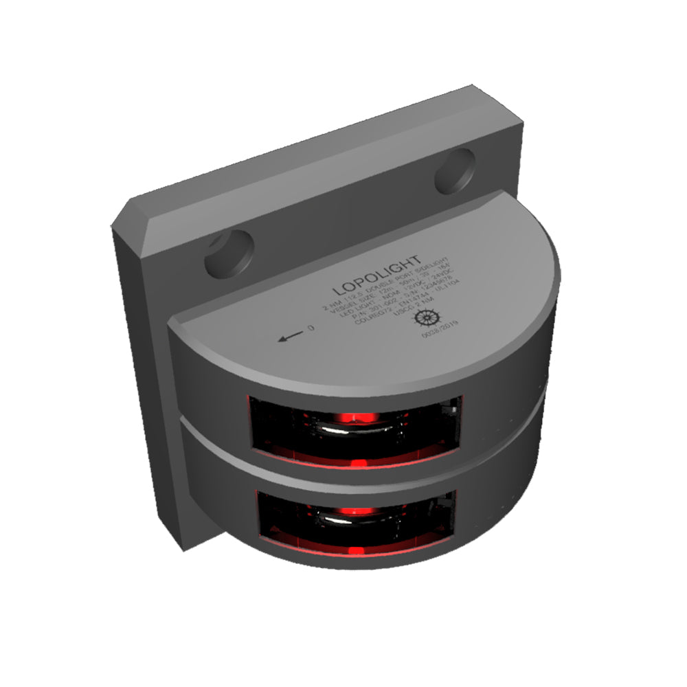 Lopolight Series 301-002 – Double Stacked Port Sidelight – 2NM – Vertical Mount – Red – Silver Housing [301-002ST]