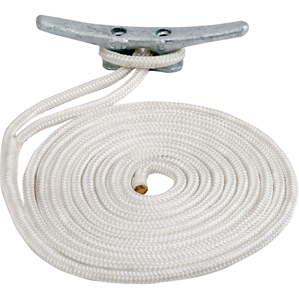 Sea-Dog Double Braided Nylon Dock Line – 3/8″ x 10 – White [302110010WH-1]