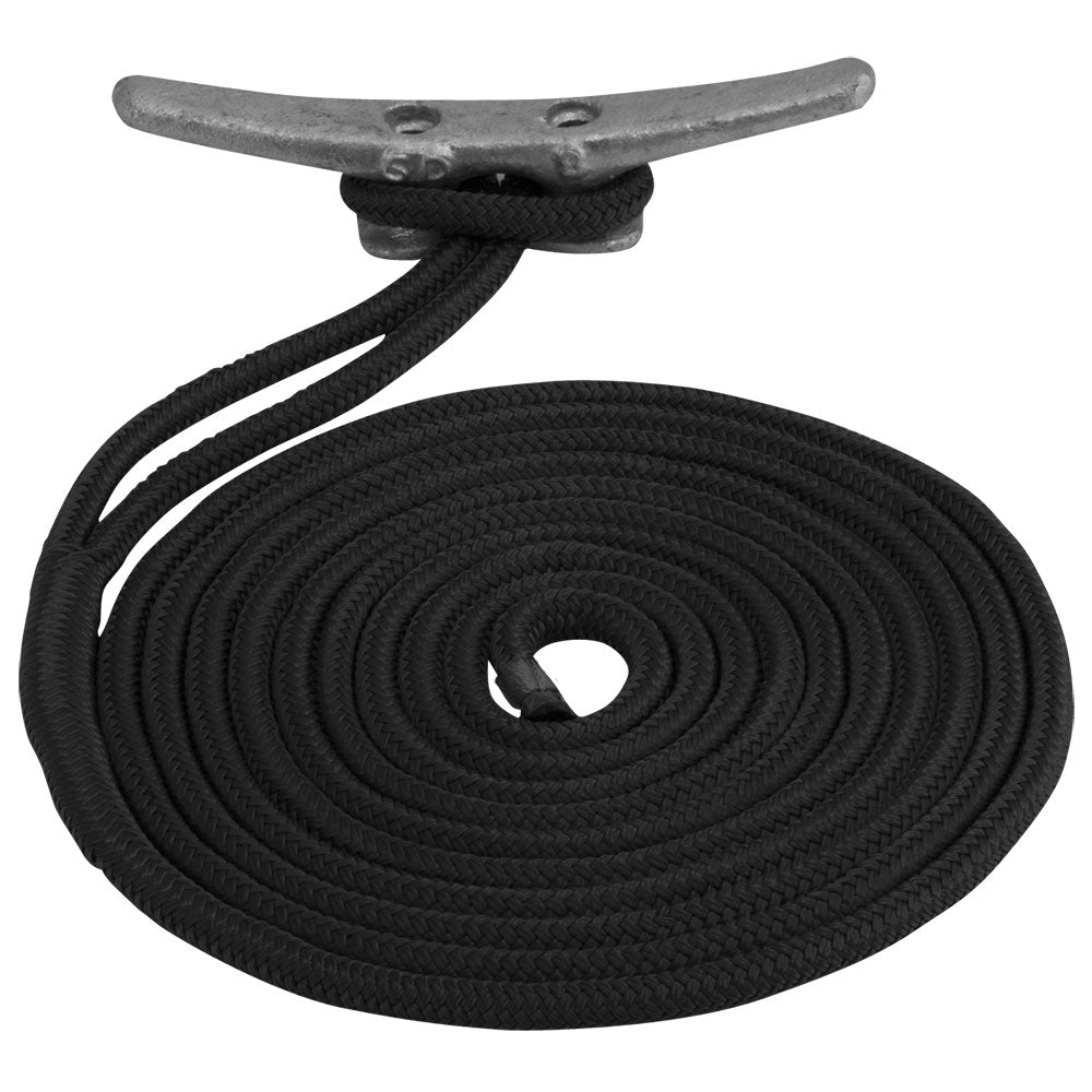 Sea-Dog Double Braided Nylon Dock Line – 3/8″ x 15 – Black [302110015BK-1]