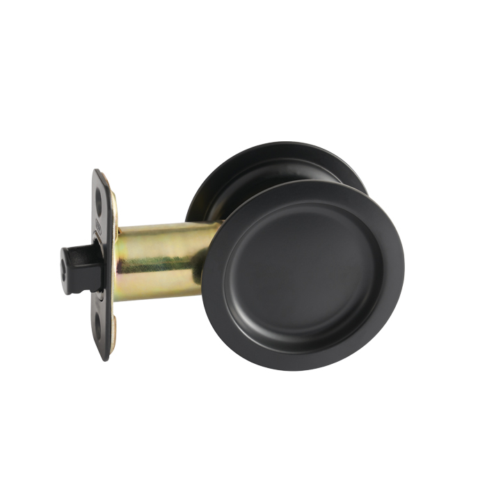 BHP 819BLK Pocket Door Locks (Round Bore) Passage, Matte Black