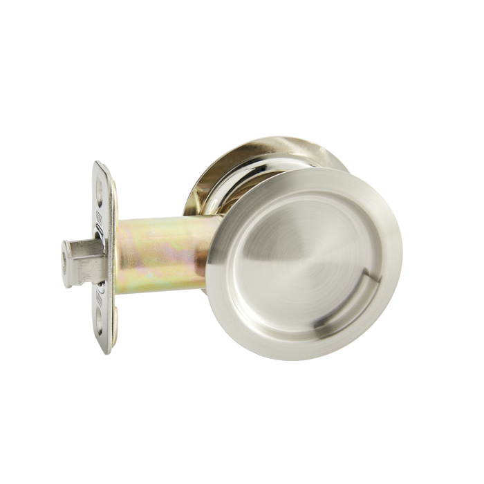 BHP 819SN Pocket Door Locks (Round Bore) Passage, Satin Nickel