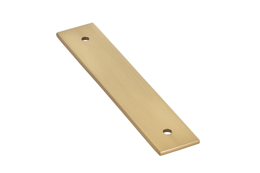 Emtek 86435US4 Art Deco Satin Brass Rectangular Cabinet Pull Backplate, 4″ Center