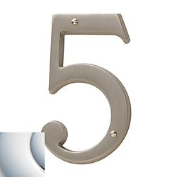 Baldwin 90675260 4-3/4″ House Number 5 – Bright Chrome Finish