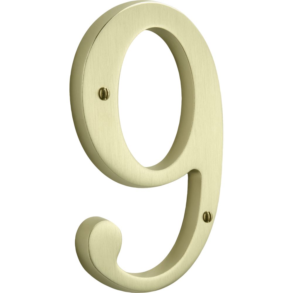 Baldwin 90679044 4-3/4″ House Number 9 – Lifetime Satin Brass Finish