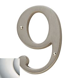 Baldwin 90679055 4-3/4″ House Number 9 – Lifetime Bright Nickel Finish