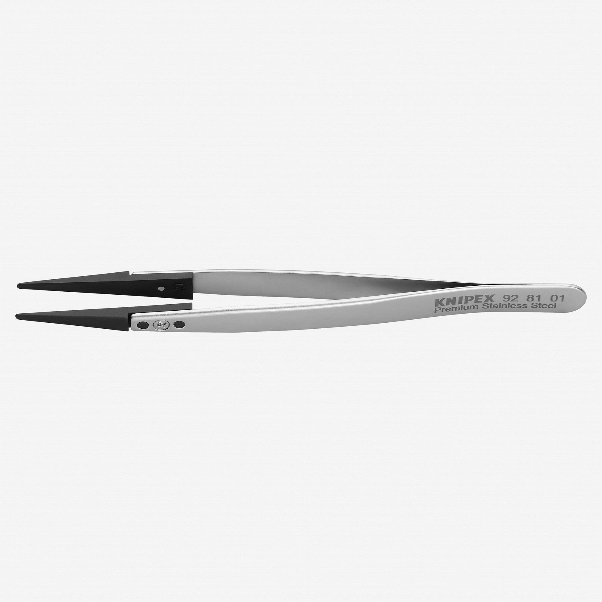 Knipex Stainless Steel Gripping Tweezers, Replaceable ESD Tips, 5.25″ – Blunt 01