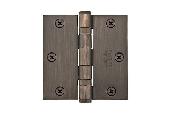 Emtek 94013US10B 3.5″ Square Heavy Duty Steel Ball Bearing Hinges, Oil Rubbed Bronze Finish