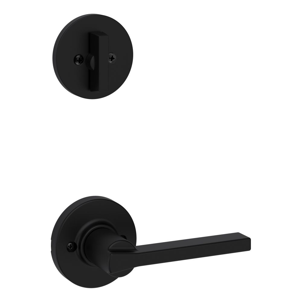 Kwikset 966CSLRDT-514.UNIV Casey Lever Round Rose Single Cylinder Handleset Trim Matte Black